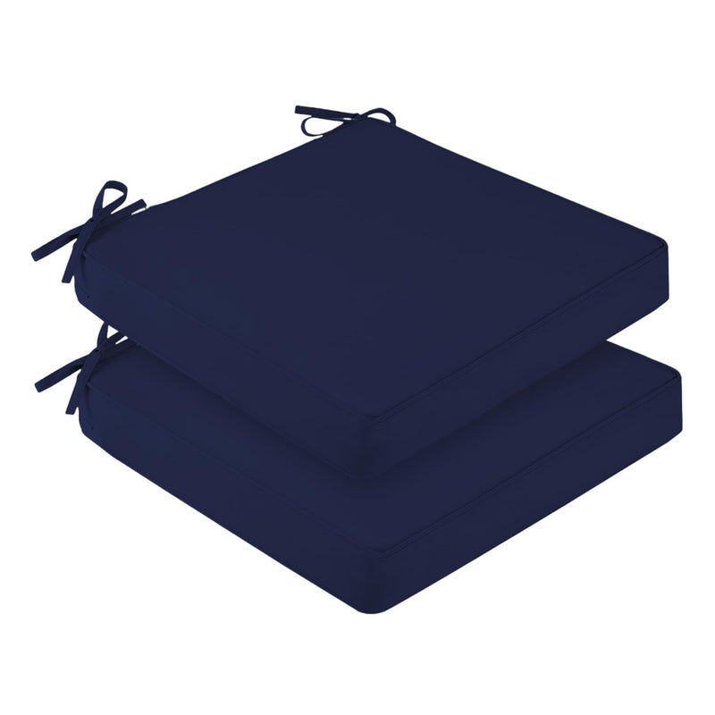 downluxe Waterproof Outdoor Chair Cushions Set of 2 19 x 19 x 3 Patio Chair Cushion with NonSlip Ties Handle Square Outdoor Cushion for Patio Furniture with Removable Cover Navy - Image 2
