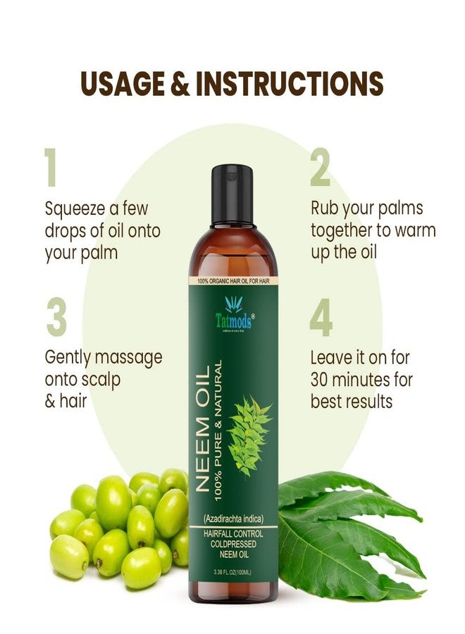 TATMODS Organics Neem Oil 100 ml For Body Skin and Hair Care No Sulphates Hair Oil - Image 4