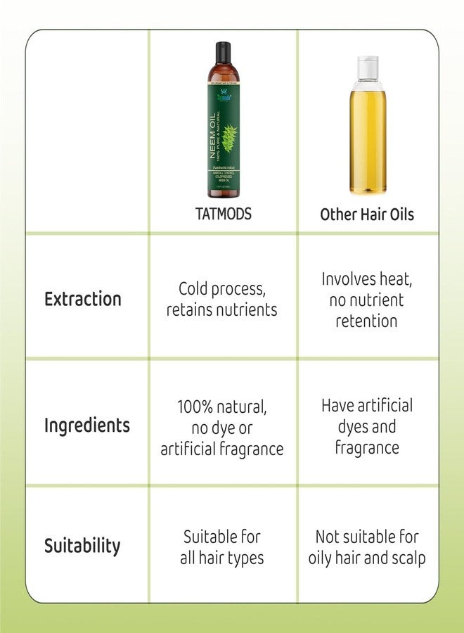 TATMODS Organics Neem Oil 100 ml For Body Skin and Hair Care No Sulphates Hair Oil - Image 5