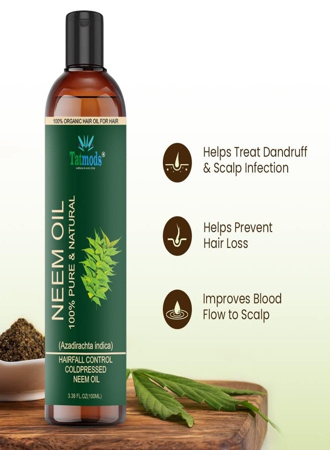 TATMODS Organics Neem Oil 100 ml For Body Skin and Hair Care No Sulphates Hair Oil - Image 3