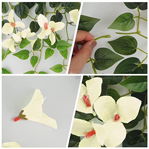 Elecxlink Fake Hanging Flowers Plants Bougainvillea Artificial,UV Resistant Faux Silk Flower Fabric Vine for Indoor Outdoor Garden Porch Eave Fence Wedding Wall Spring Summer Decor - Image 3