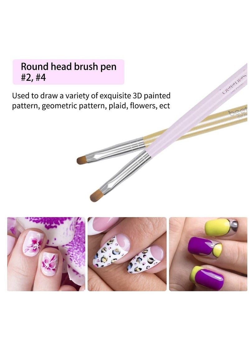 SYOSI Nail Brush, Beetle Gel, 7-Piece Set of, Extended Artistic Skills, Builder Drawing Pen, Suitable for Home and Salon Use, Nails, Carving, Nylon, Create Feminine Beauty - Image 3