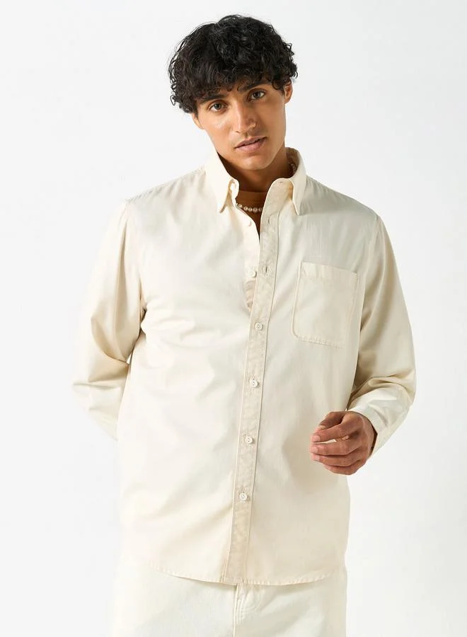 Lee Cooper Solid Shirt with Pocket and Long Sleeves