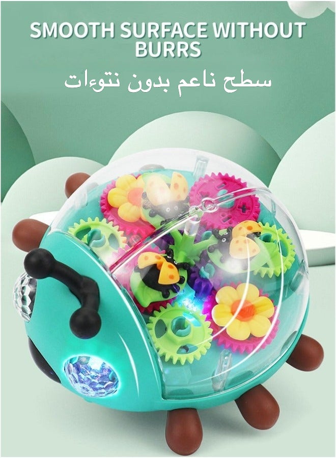 شبيلي لعبة الخنفساء الكهربائية بتروس شفافة، مع أضواء وموسيقى للأطفال من 6 إلى 24 شهرًا، لعبة زحف تعليمية تفاعلية لتنمية الحواس والحركة، مناسبة للأولاد والبنات - Image 3