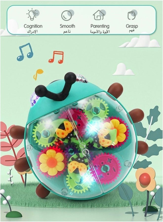 شبيلي لعبة الخنفساء الكهربائية بتروس شفافة، مع أضواء وموسيقى للأطفال من 6 إلى 24 شهرًا، لعبة زحف تعليمية تفاعلية لتنمية الحواس والحركة، مناسبة للأولاد والبنات - Image 2
