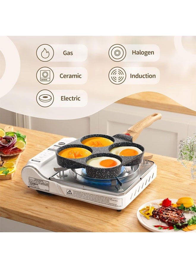 Arabest Egg Frying Pan, 4 Cup Egg Pan Nonstick, Versatile Fried Egg Pan, Breakfast Skillet for Pancake, Hamburger, Sandwiches, Compatible with Gas Stove & Induction Cookware, Easy to Clean - Image 3