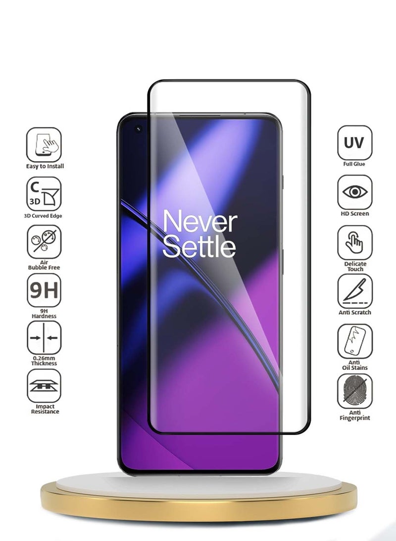 Wtech Premium Curved Edges Full Glue Full Cover Tempered Glass Screen Protector For OnePlus 11 5G 2023 Clear - Image 2