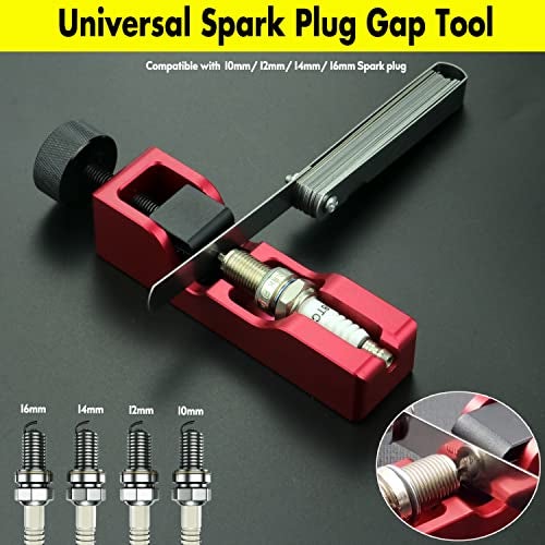 Bentolin Universal Spark Plug Gap Tool with Feeler Gauge Compatible with Most 10mm 12mm 14mm 16mm Spark Plugs (Red) - Image 2