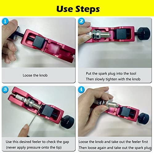 Bentolin Universal Spark Plug Gap Tool with Feeler Gauge Compatible with Most 10mm 12mm 14mm 16mm Spark Plugs (Red) - Image 3