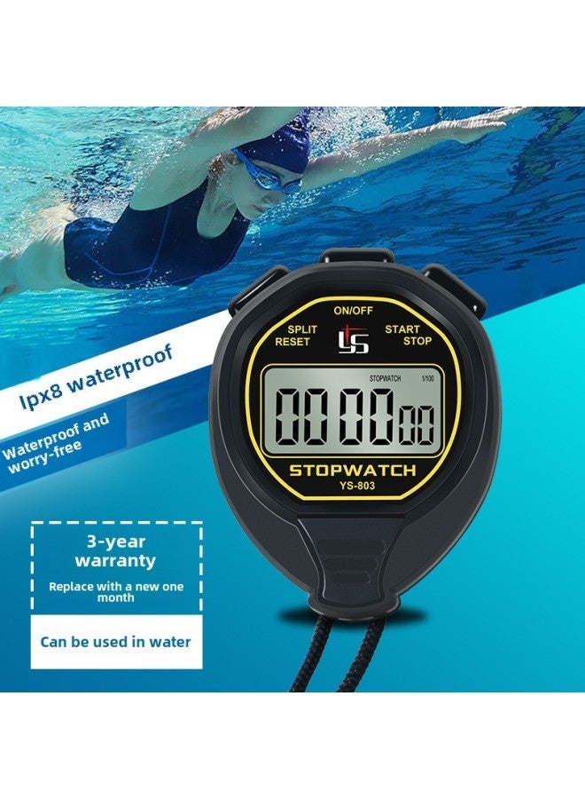 Generic Yishengys803 Electronic Waterproof Stopwatch Timer Professional Competition Track And Field Swimming Referee Fitness Coach Code Watch-Display Accuracy:YS-803 Black  - Image 1