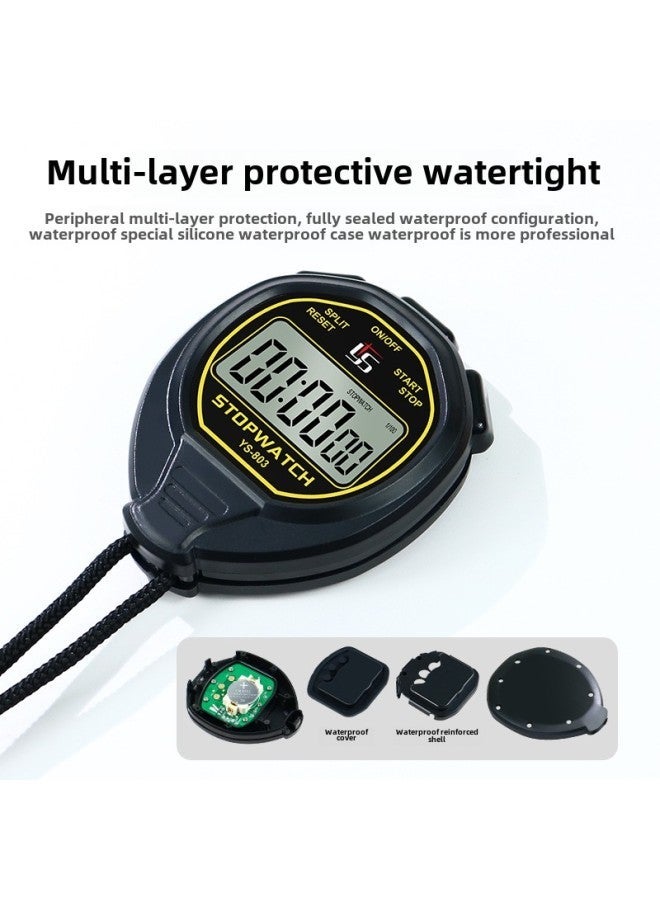 Generic Yishengys803 Electronic Waterproof Stopwatch Timer Professional Competition Track And Field Swimming Referee Fitness Coach Code Watch-Display Accuracy:YS-803 Black  - Image 2