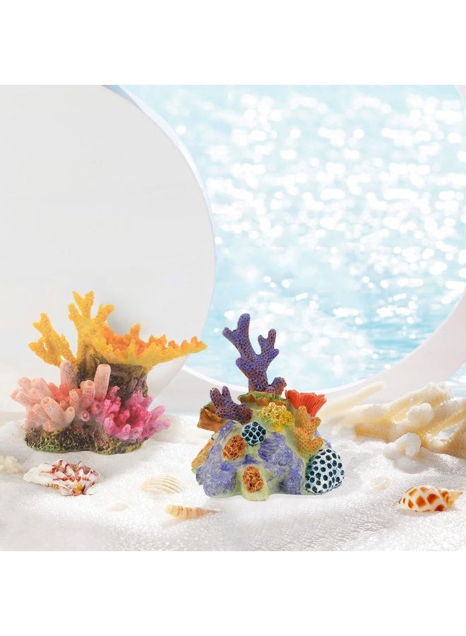 2PCS Artificial Coral Reef Decorations, Realistic Aquarium Plants Colorful Fish Tank Ornament for Fish Tank Accessories, Aquarium Landscape Decor, Resin (Coral) - Image 2