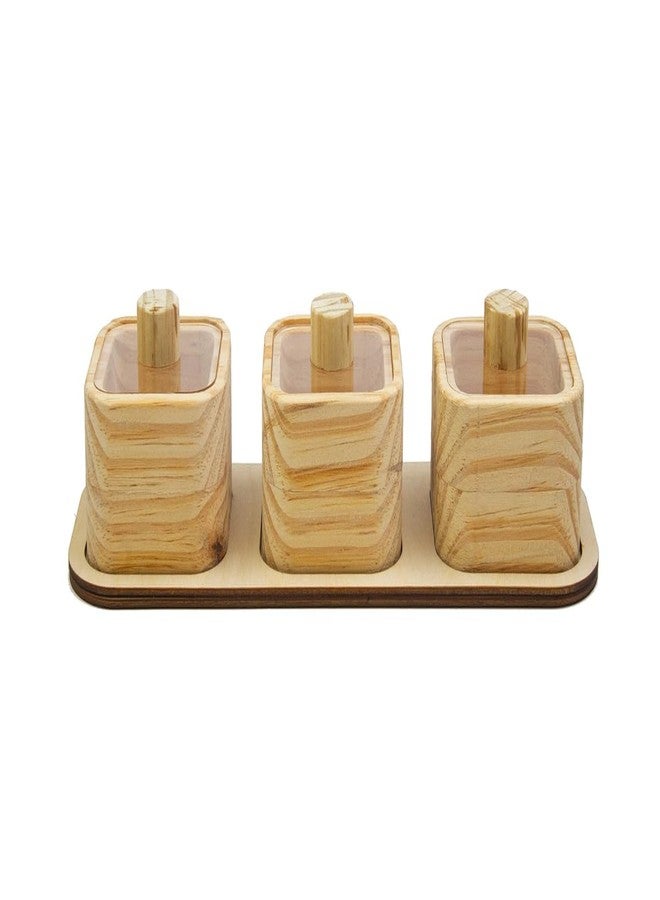 Keebori Wooden Square Spice Jars with Tray – Salt and Pepper Cellars with Clear Lids – Mini Masala Box Containers for Kitchen Dining or Kumkum Haldi Chawal Holder for Pooja Mandir (3) - Image 3