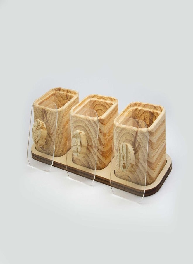 Keebori Wooden Square Spice Jars with Tray – Salt and Pepper Cellars with Clear Lids – Mini Masala Box Containers for Kitchen Dining or Kumkum Haldi Chawal Holder for Pooja Mandir (3) - Image 4