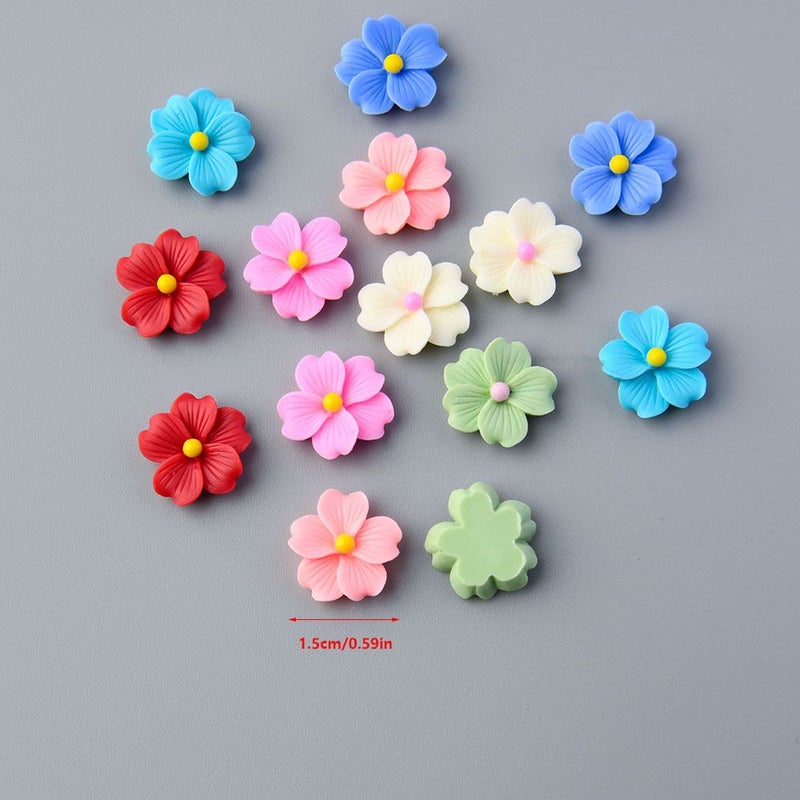 Light Blue Flatback Resin Flowers 20pcs for Jewelry Making Phone Cases Scrapbooking - Image 2