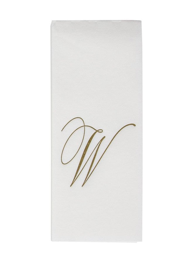 Caspari White Pearl Paper Linen Guest Towels, Monogram Initial W, Pack of 24 - Image 5