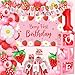 FengRise Berry First Birthday Decor Strawberry 1st Birthday Decorations for Girls with Balloon Arch Kit Berry First Theme Balloon Boxes Crown Strawberry Cake Toppers Photo Banner Girl 1st Party supplies - Image 2