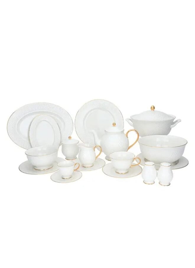 Alsaif Gallery Porcelain dinner set with golden line 66 pieces  - Image 1