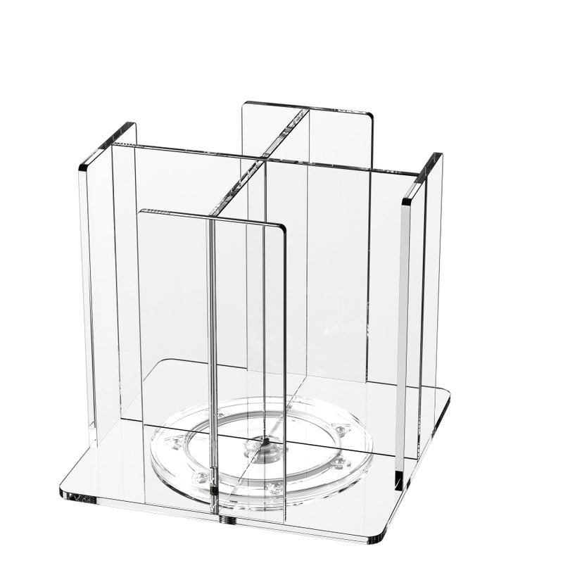 KOTEMON Cup and Lid Holder 4 Compartment Square  Rotating Coffee Cup Dispenser Lid Carousel for Restaurant Buffet Coffee Station Bar Countertop Clear Acrylic