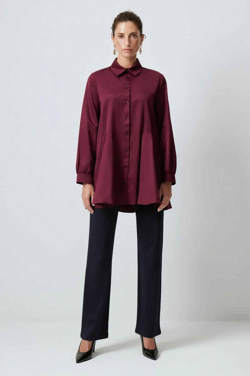 Touche Shirt with Flounce Hem