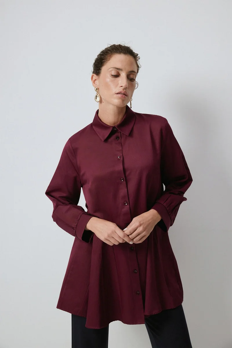 Touche Shirt with Flounce Hem