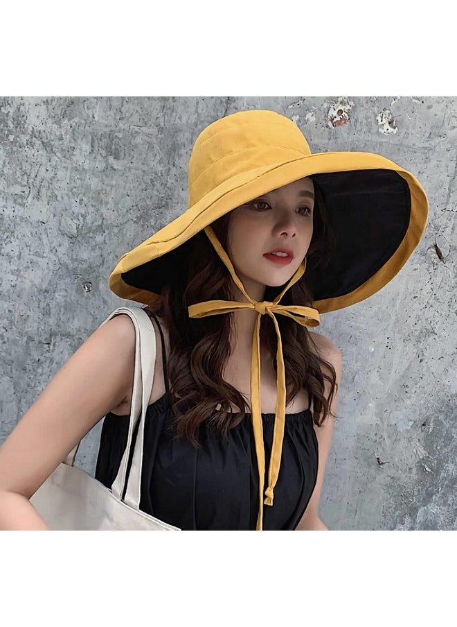 Huamulan - Women Wide Brim Sun Hat Packable Floppy Summer Reversible Bucket Fishing Hats Lady Uv Sun Protection Beach Cap - Image 1