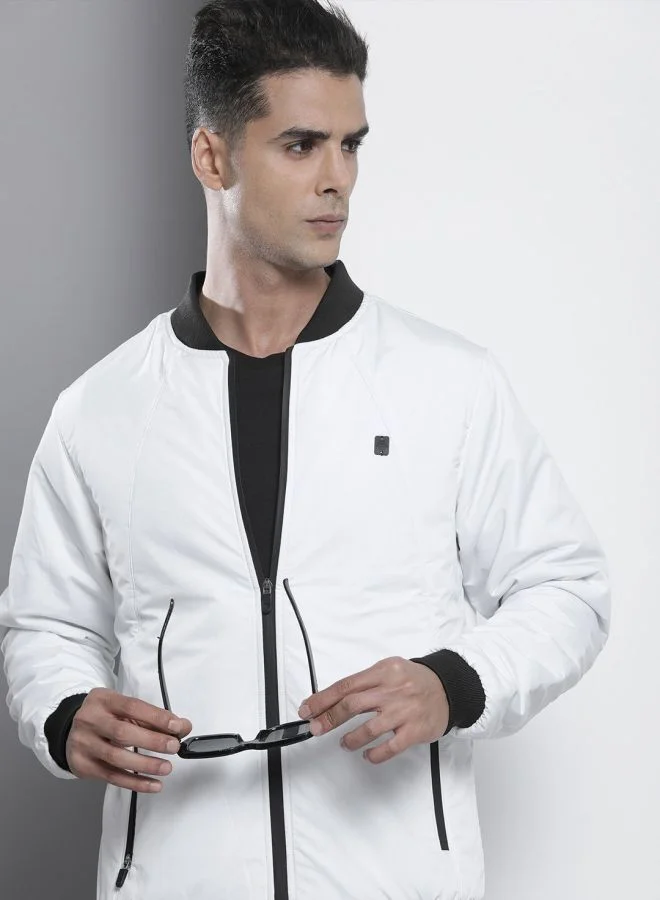 ذا انديان كراج كو The Indian Garage Co Men Slim Fit Solid Round Neck Long Sleeves Jacket