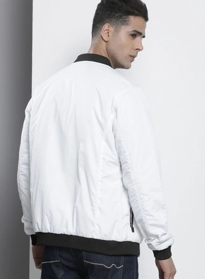 ذا انديان كراج كو The Indian Garage Co Men Slim Fit Solid Round Neck Long Sleeves Jacket