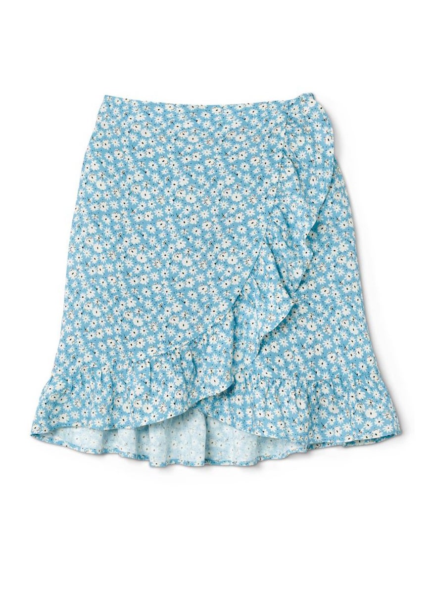 Tchibo Kids Girl Floral Print Midi Skirts, Turquoise  - Image 2