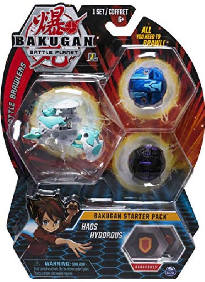 BAKUGAN - مجموعة البداية من 3 قطع من شخصيات الحركة القابلة للتجميع من Haos Hydorous للأعمار من 6 سنوات فما فوق - Image 1