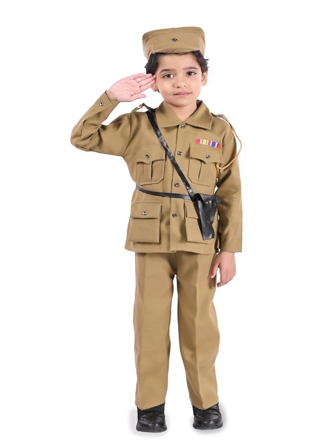 Desi Andaaz Freedom Fighters& National Heros Freedom Fighters Dress for Kids|Independence Day Republic Day Fancy Dress For Schools Plays & Competition Police,Army,Shubash chandra Bose(5-6Years) - Image 1