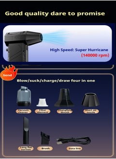 MR PULSAR Electric Air Duster,140000RPM Compressed Air Duster,dust suction/blowing integrated handheld Powerful fan,3 Gear Adjustable Jet Dry Blower,Air Blaster for Keyboard, PC, Car, Air Bed and Home Cleaning  - Image 3