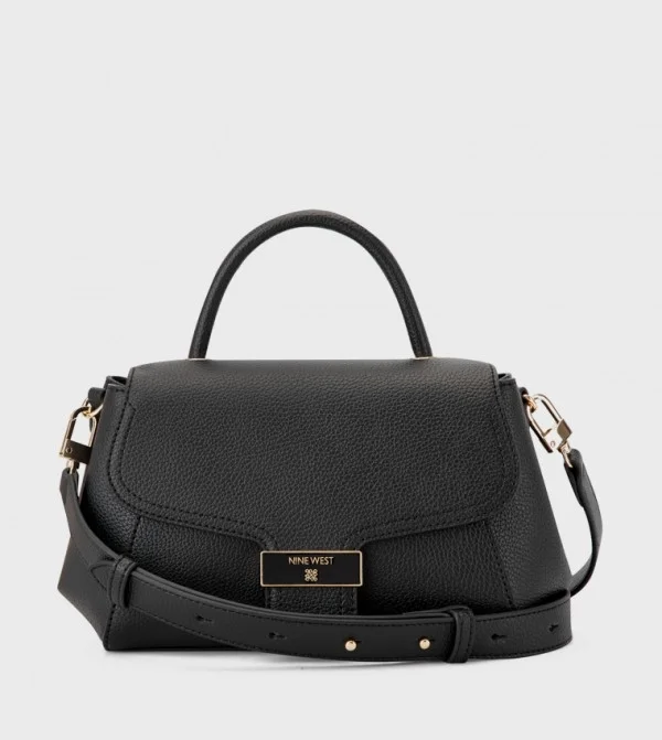 NINE WEST Morden Textured Top Handle Crossbody Bag with Flap Closure and Detachable Strap