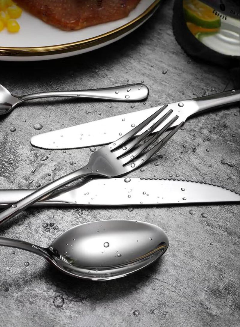 موثوقية التنبؤ 48 قطعة طقم أدوات مائدة من الفولاذ المقاوم للصدأ، أدوات مطبخ منزلية، 8 شوكات عشاء، 8 شوكات سلطة، 8 سكاكين عشاء، 8 سكاكين ستيك، 8 ملاعق عشاء، 8 ملاعق شاي، 8 ملاعق شاي - Image 4