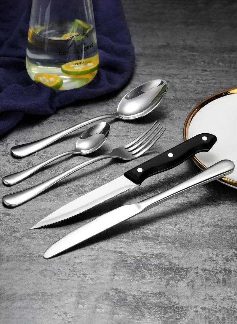 موثوقية التنبؤ 48 قطعة طقم أدوات مائدة من الفولاذ المقاوم للصدأ، أدوات مطبخ منزلية، 8 شوكات عشاء، 8 شوكات سلطة، 8 سكاكين عشاء، 8 سكاكين ستيك، 8 ملاعق عشاء، 8 ملاعق شاي، 8 ملاعق شاي - Image 5