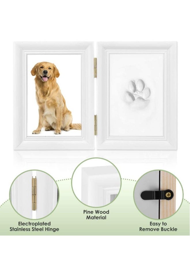 Generic Paw Print Keepsake Wall Frame Kit, Dog or Cat Clay Pawprint Keepsake Kit, Wooden Photo Frame Pet Photo and Pawprint Impression Wall Art, Gift for Pet Parents(White)  - Image 2