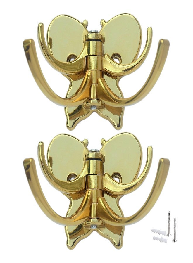 Zeetab Adjustable Butterfly Wall Hook Cloth Hanger with 4 Pin, Royal Wall Mount Key Holder, Metal Rail & Robe for Bathroom Towel (Pack of 2)