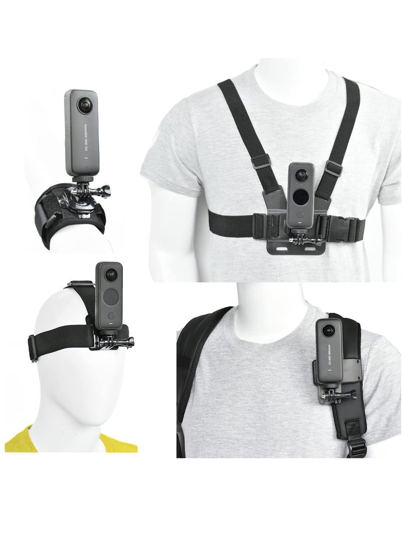 Generic - Camera Accessory Kit Chest Mount Wrist Strap Backpack Clip Mount Compatible with Insta360 One X2/GO 2/One R/One X/Osmo Action/Hero 11/10/ 9/ 8/ 7/ 6/5/4/3 - Image 1
