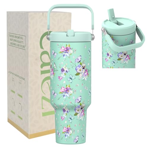 Cafezi 40 oz Tumbler with Handle and Straw, Vacuum Insulated Tumblers with Flip Straw and Top Handle, Reusable Insulated Cup for Home, Outdoors, Leakproof, Fits in Cup Holder, Cold for 30 Hours - Image 1