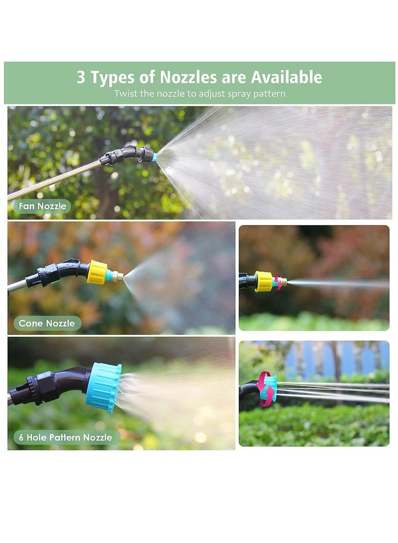 Excefore Battery Powered Sprayer 1.35Gallon/5L, Electric Garden Sprayer with USB Rechargeable Handle, Sprayer with 3 Mist Nozzles, Telescopic Wand, and Shoulder Strap for Lawn and Garden - Image 3