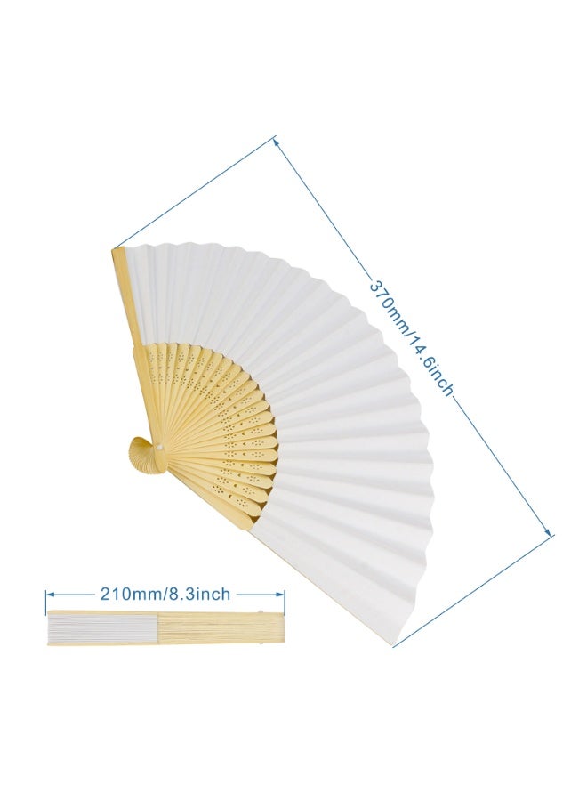 مروحة يدوية قابلة للطي مصنوعة من الخيزران ومصنوعة من الورق القابل للطي، مناسبة لحفلات الزفاف وتزيين المنزل ورسم الأطفال DIY (عبوة من 10 قطع) - Image 3