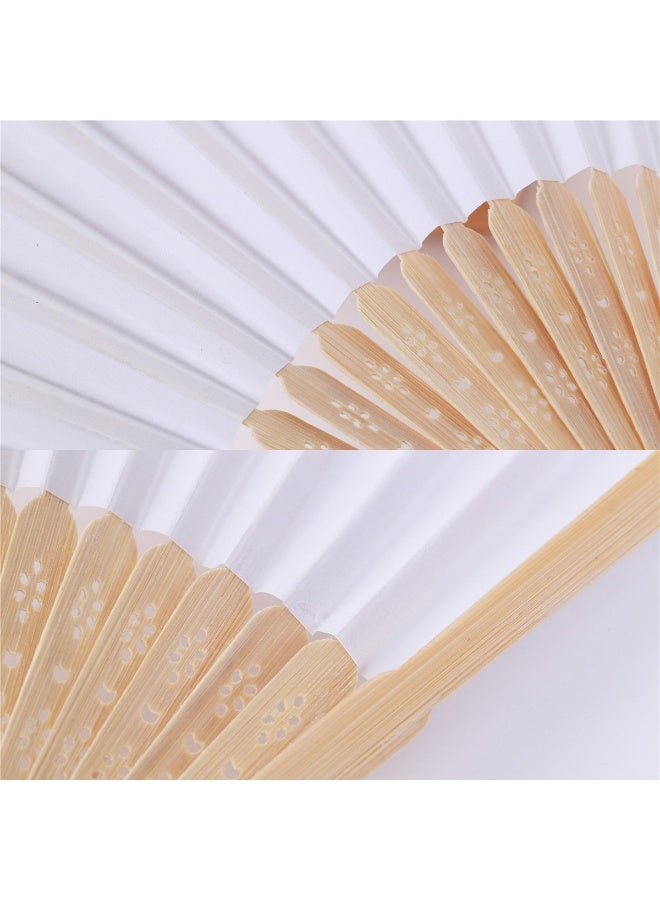 مروحة يدوية قابلة للطي مصنوعة من الخيزران ومصنوعة من الورق القابل للطي، مناسبة لحفلات الزفاف وتزيين المنزل ورسم الأطفال DIY (عبوة من 10 قطع) - Image 5