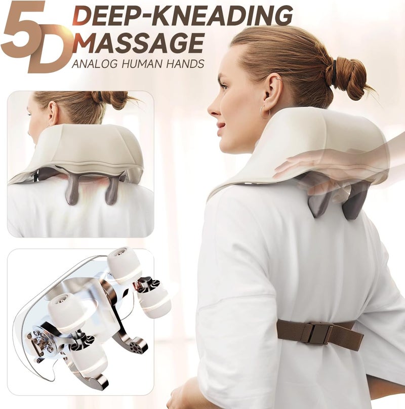 Neck Massager for Pain Relief Deep Tissue,5D Kneading Massage Pillow for Neck, Back, Shoulder with Heat, Gifts for Women Men Mom Dad - Image 2