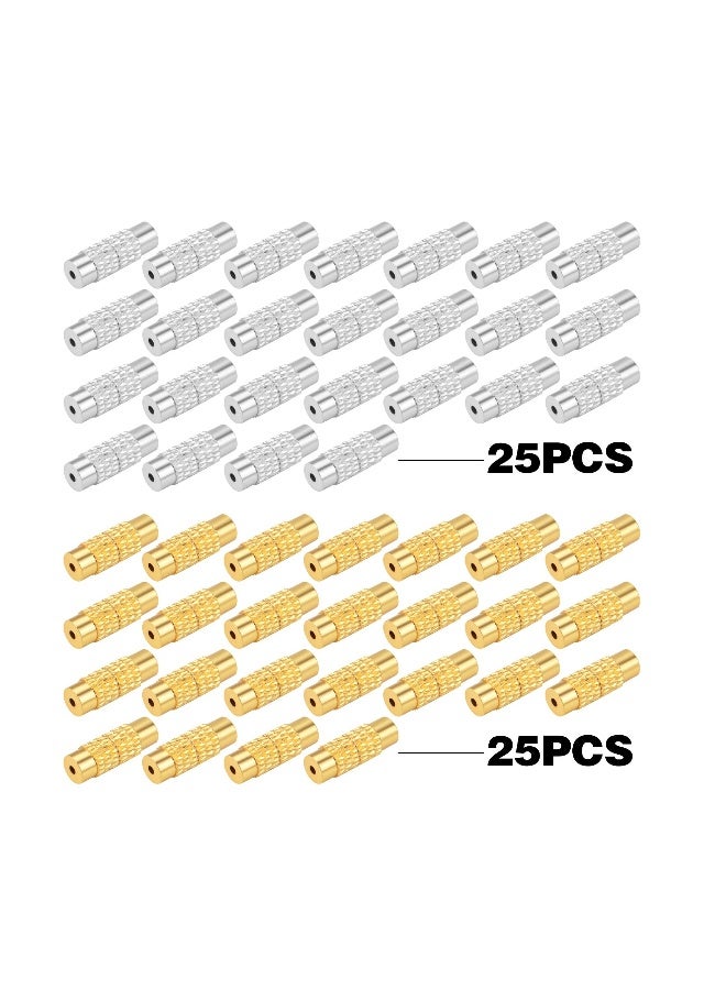 Screw Twist Clasps, KASTWAVE Brass Jewelry End Tip Caps Tube Fastener Cord End Caps DIY Decoration Accessories for Bracelet Necklace Craft Supplies Golden and Silver 12 mm x 4.2 mm (50pcs)  - Image 2