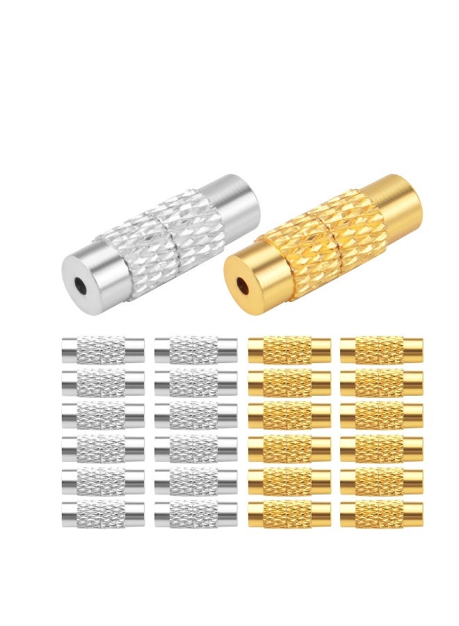 Screw Twist Clasps, KASTWAVE Brass Jewelry End Tip Caps Tube Fastener Cord End Caps DIY Decoration Accessories for Bracelet Necklace Craft Supplies Golden and Silver 12 mm x 4.2 mm (50pcs)  - Image 1