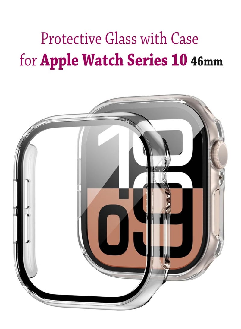 Apple Watch Series 10 46mm Case with Tempered Glass Screen Protector, Slim Guard Bumper Full Coverage Hard PC Protective Cover for for iWatch 10 (Clear, 46mm) - Image 1