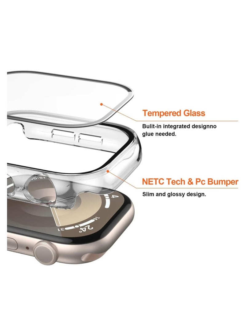 Apple Watch Series 10 46mm Case with Tempered Glass Screen Protector, Slim Guard Bumper Full Coverage Hard PC Protective Cover for for iWatch 10 (Clear, 46mm) - Image 3