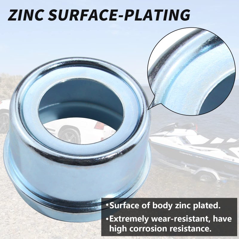 iBroPrat 2pcs Trailer Axle Dust Cap Cup Grease Cover 1.98" Hub with Extra 2 Rubber Plugs,Trailer Axle Wheel Hub and Bearing Dust Cap for Most 2000 to 3500 Pound Axles Dexter - Image 3