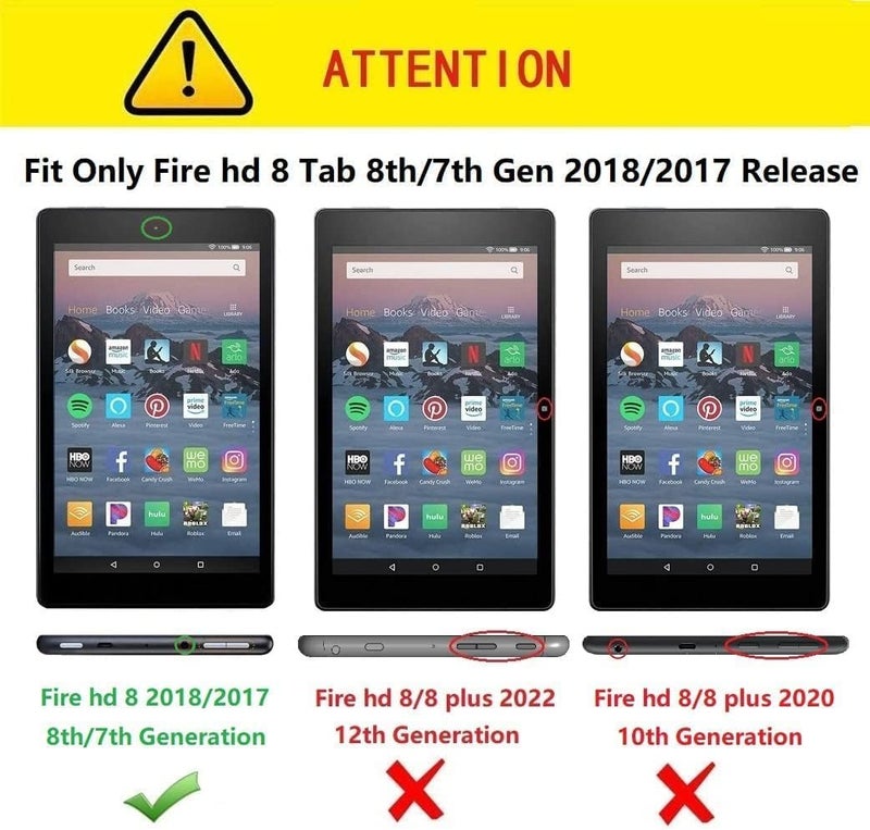 حافظة واقية من نوع "Folio Stand Cover" مصنوعة من جلد PU عالي الجودة لجهاز Fire HD 8 (الجيل الثامن/السابع/السادس، إصدارات 2018/2017/2016)، تتميز بتصميم يشبه قطة على رف كتب. - Image 2