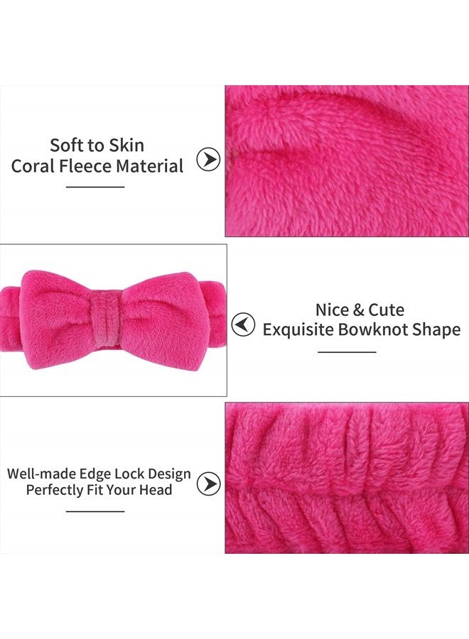 Ondder 8 Pack Spa Headbands Makeup Bow Face Wash Bowknot Headbands for Washing Face Solid Color Facial Headbands Fluffy Skincare Shower Spa Cosmetic Headband Bow Hair Band for Women Girls - Image 2
